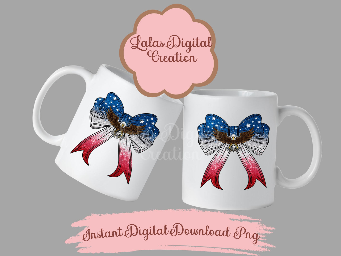 USA American Flag Coquette Bow Clipart PNG Instant Digital Download