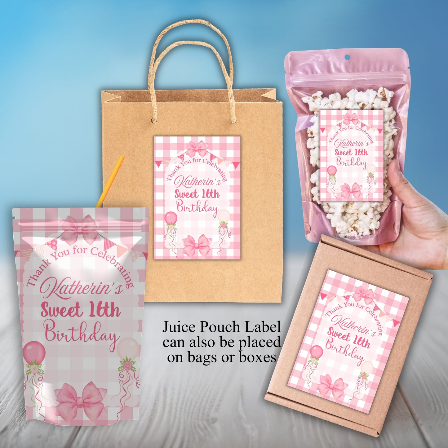 Sweet 16 Party Sticker Labels