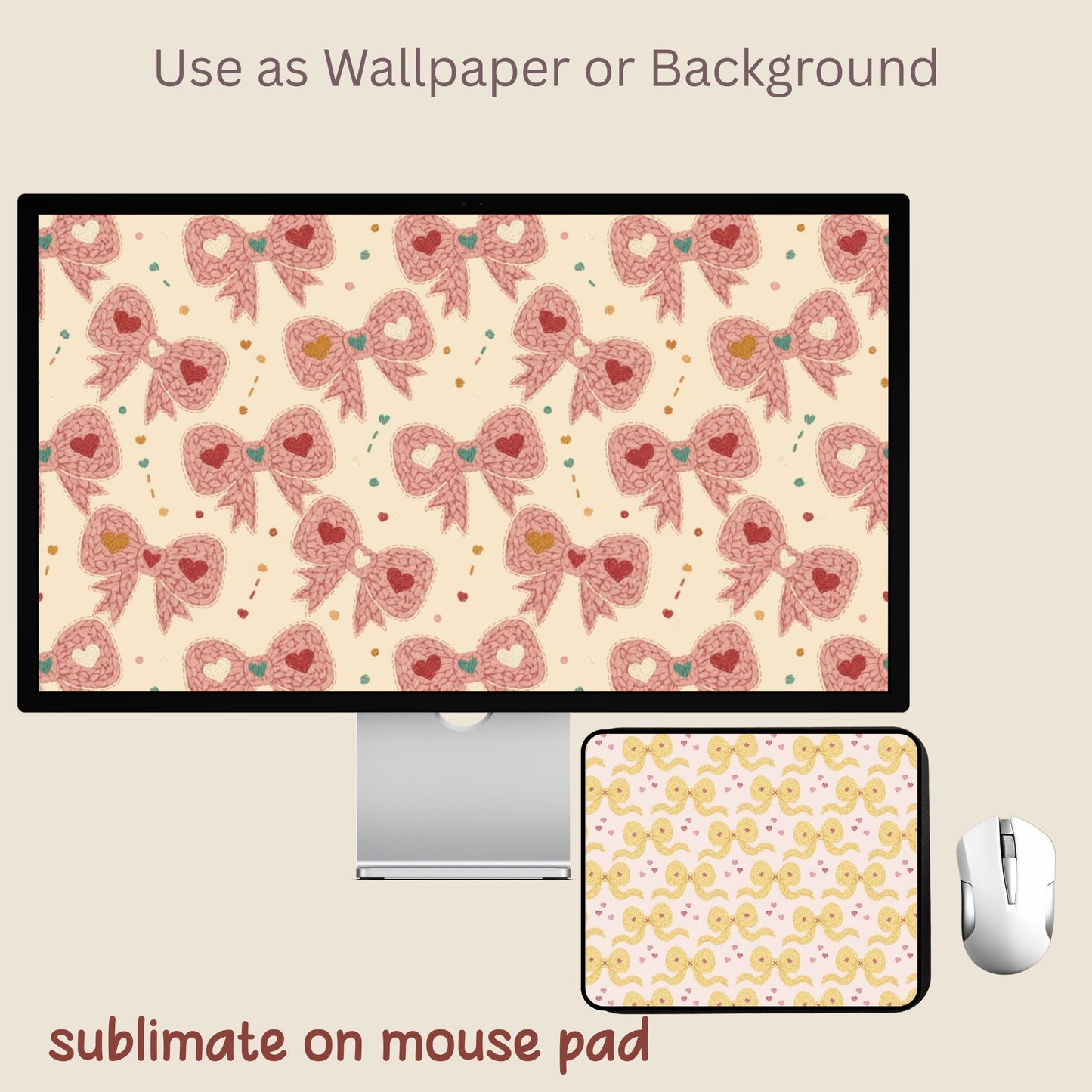 Faux Crochet Bows Seamless Repeating Pattern Paper Bundle