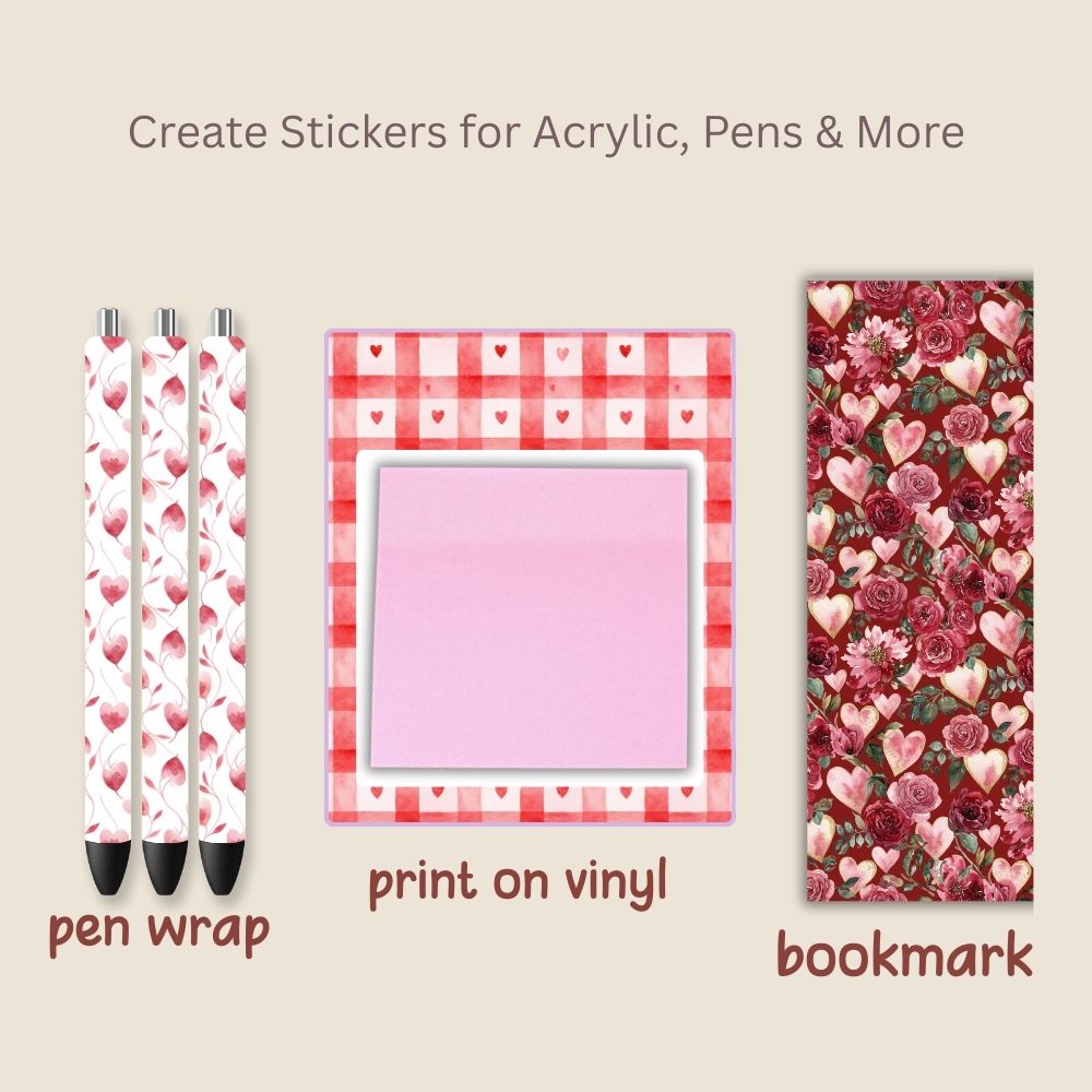 Valentines Floral & Hearts Seamless Repeating Pattern Paper Bundle Set