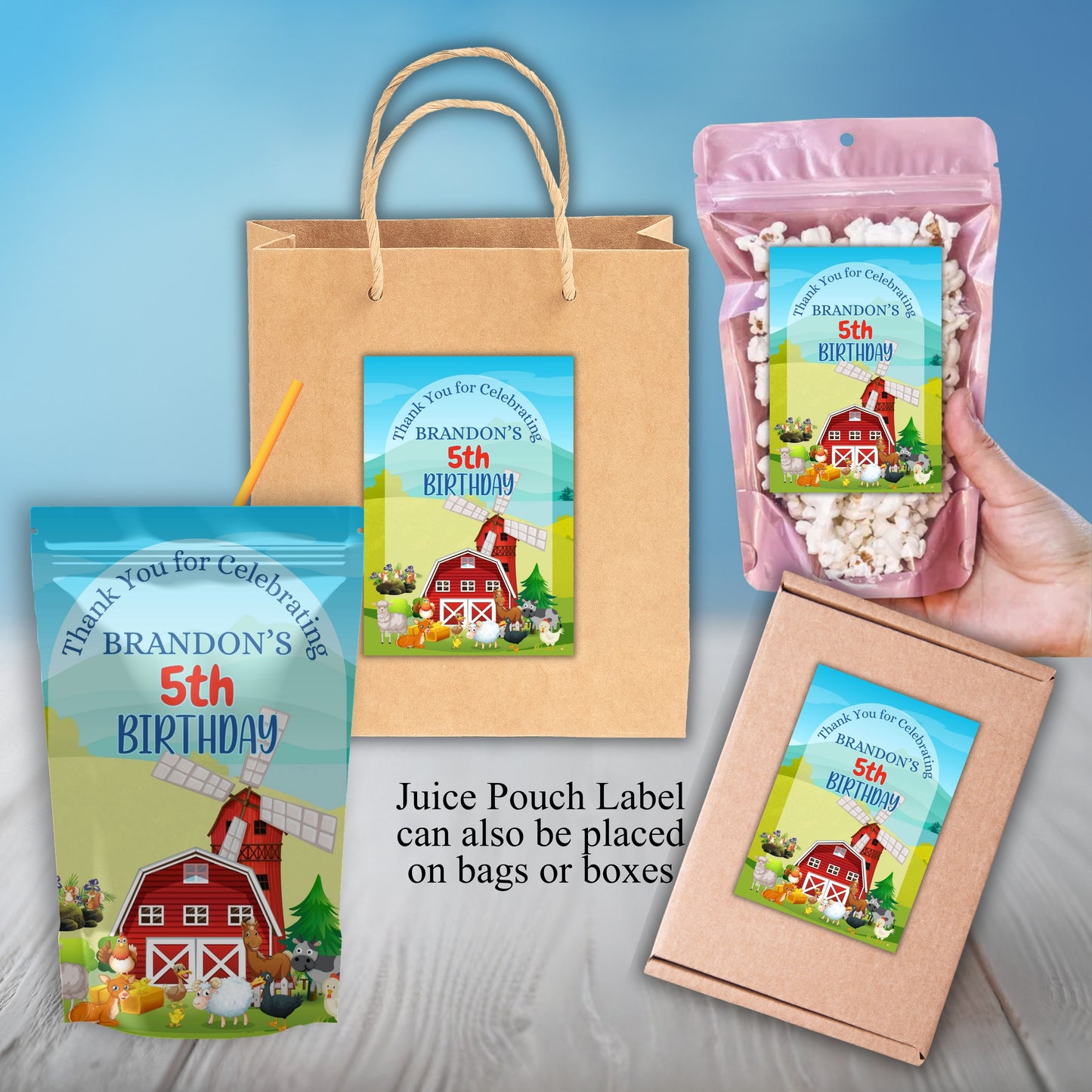 Farm Animals Party Sticker Labels