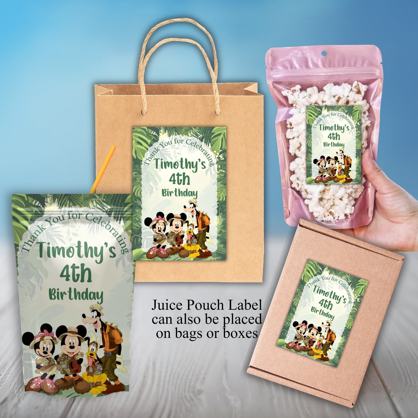 Mickey and Friends Safari Party Sticker Labels