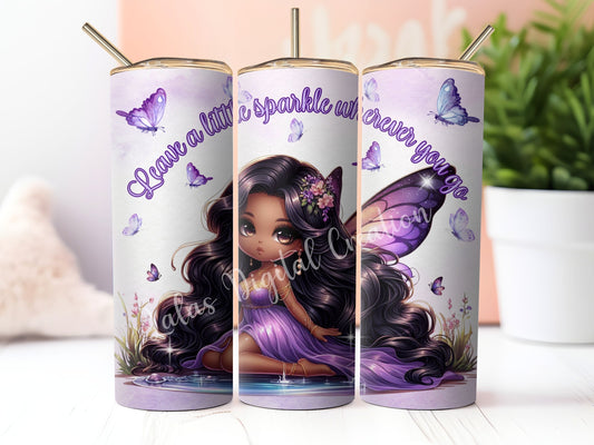 Purple Fairy Sublimation 20zo Tumbler Wrap PNG Digital Download