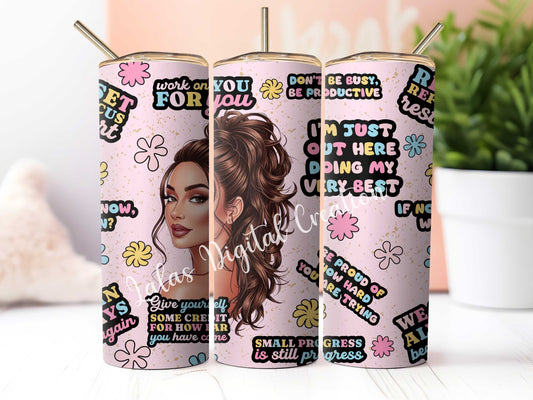 4 Pink Affirmation 20oz Tumbler Wrap PNG Digital Download
