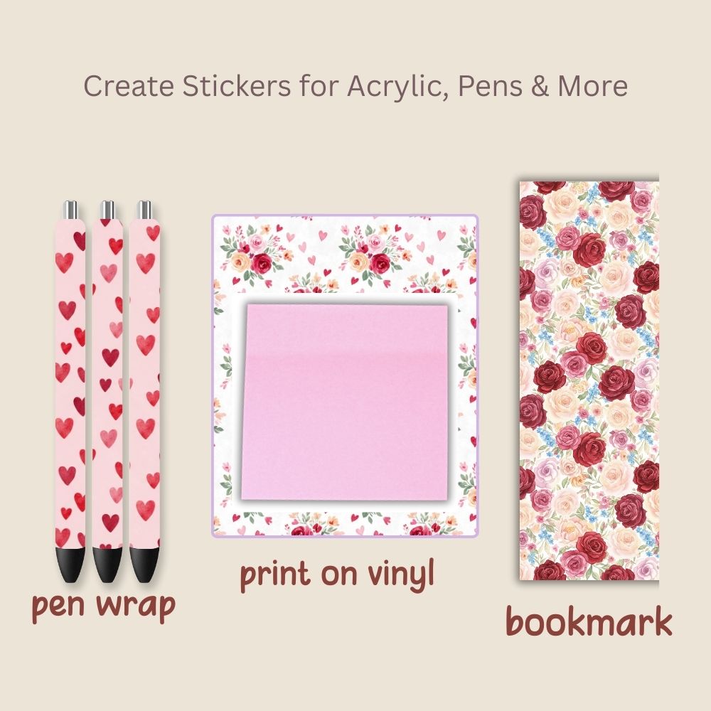 Hearts and Floral Seamless Repeating Pattern Paper Bundle Set