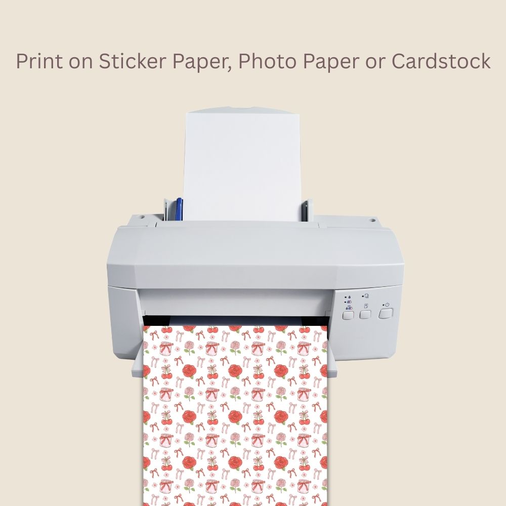 Preppy Cherry & Roses Seamless Repeating Pattern Paper Bundle Set