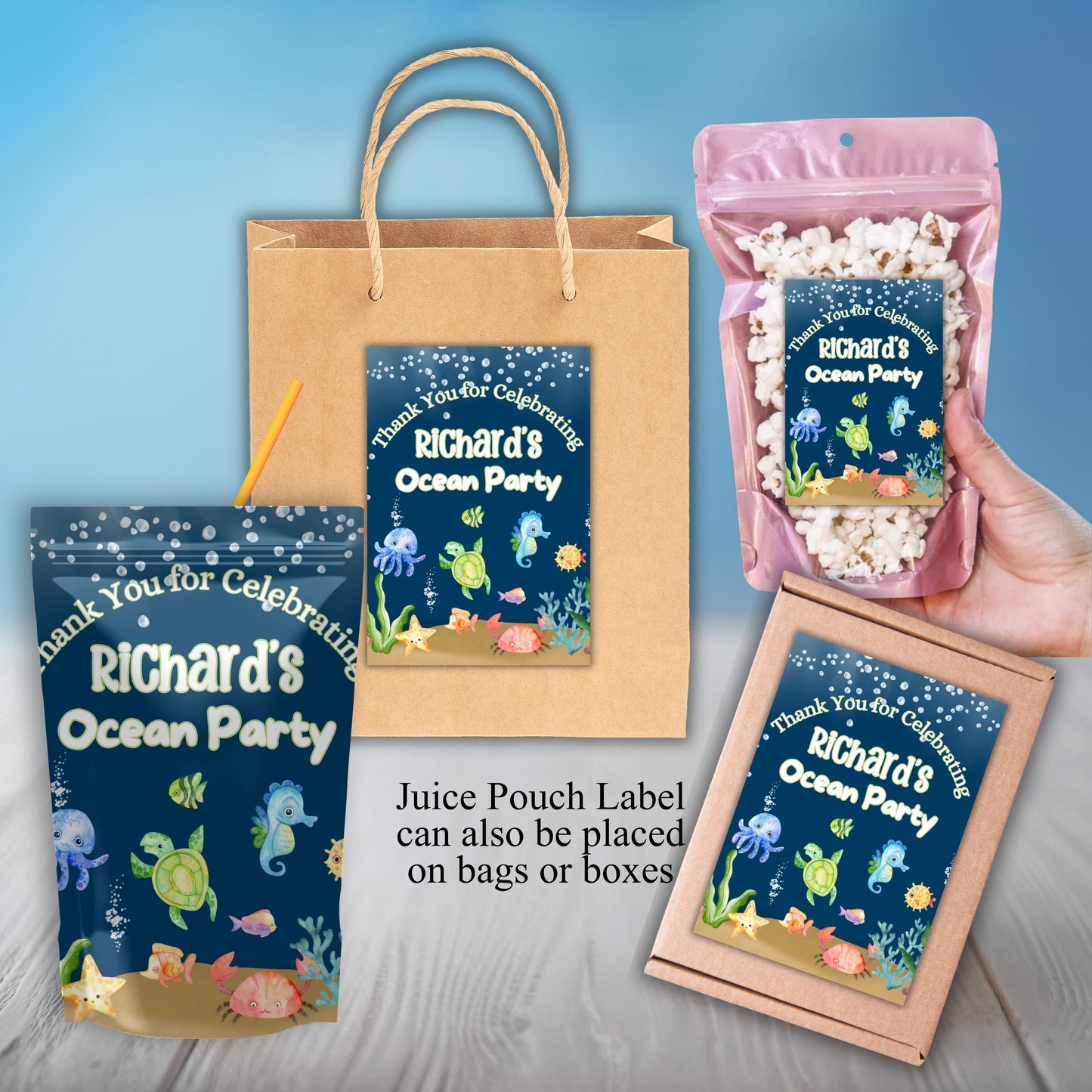 Under the Sea Ocean Birthday Party Sticker Labels