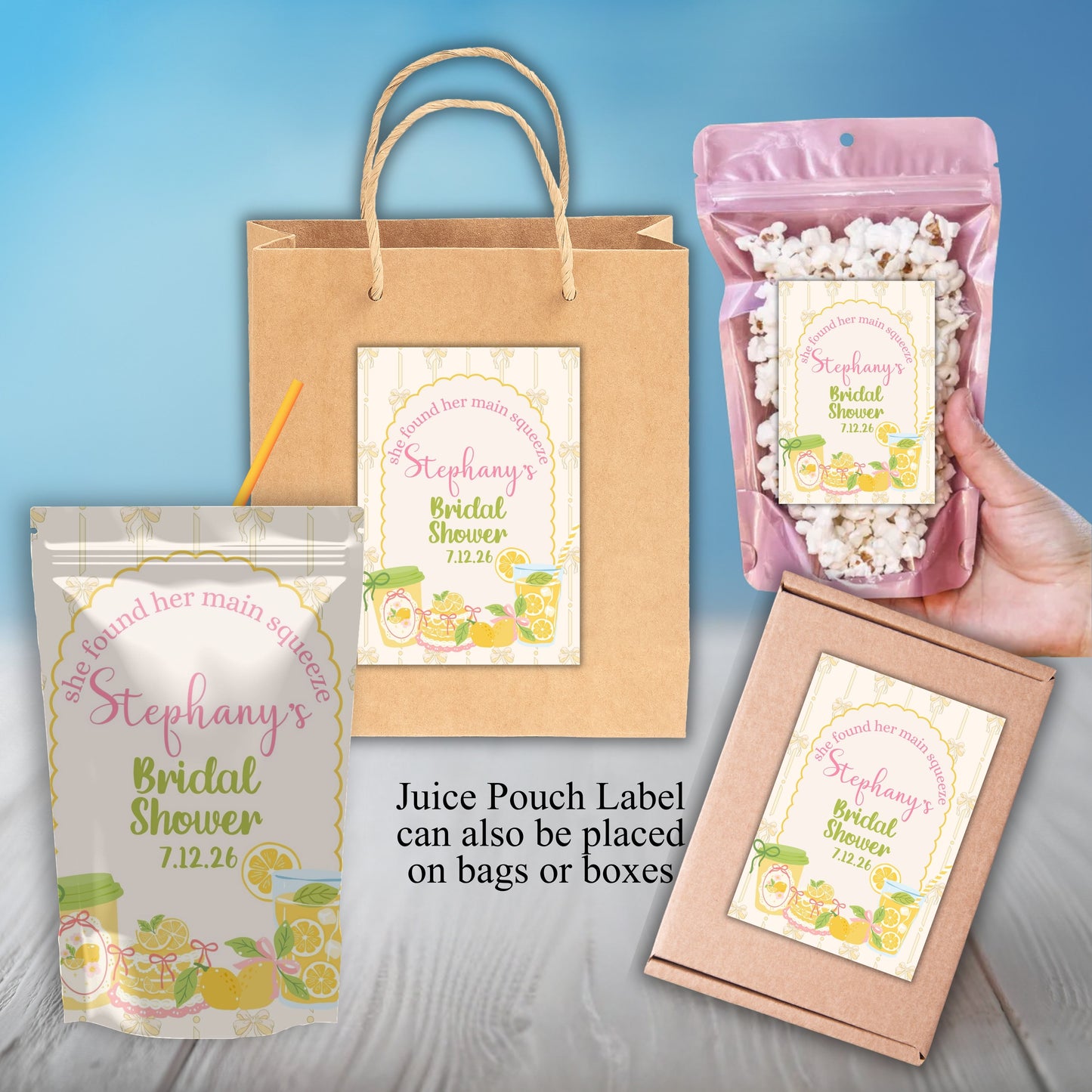 Lemon Bridal Shower Party Sticker Labels