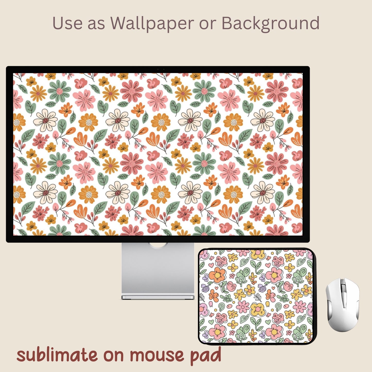 Doodle Floral Seamless Repeating Pattern Paper Bundle