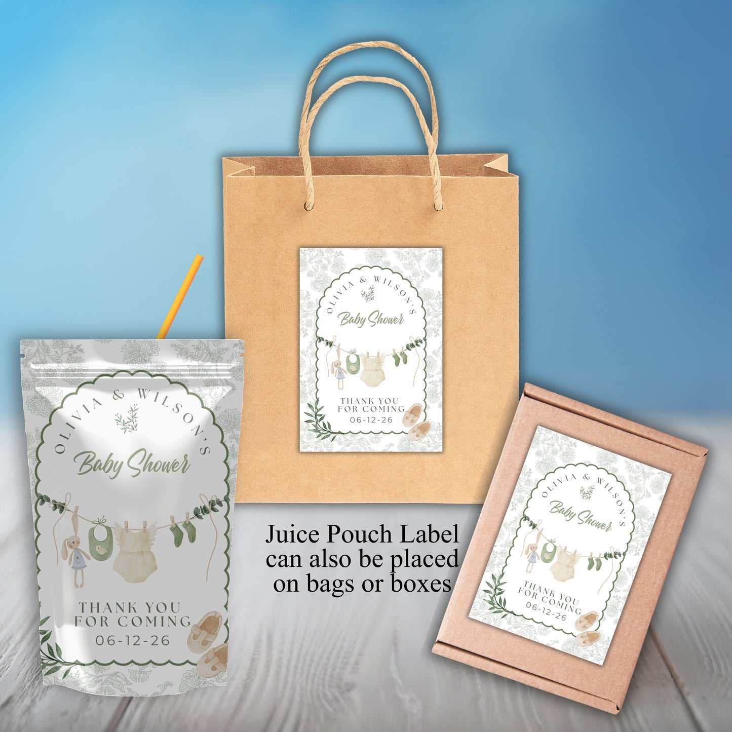 Boho Neutral Girls Baby Shower Party Sticker Labels