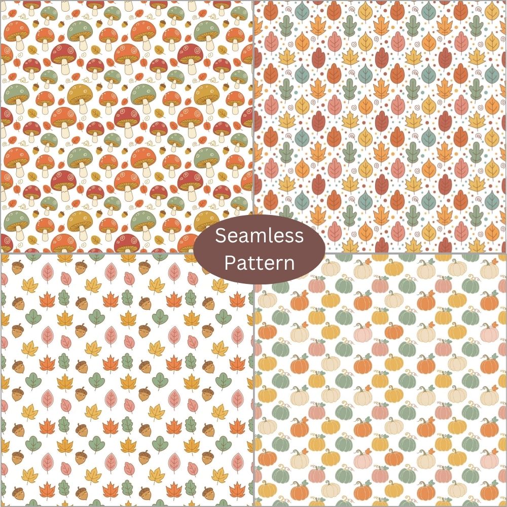 Boho Fall Digital Pattern Paper Bundle