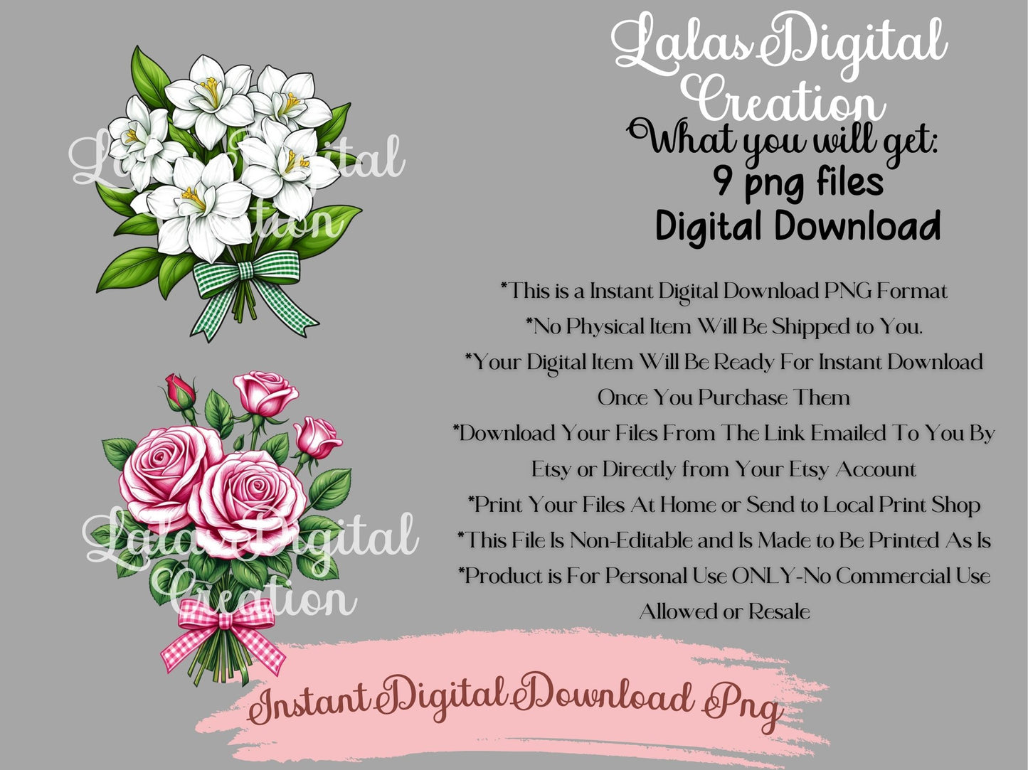 Floral Bouquet Clipart Bundle Instant Digital PNG Download