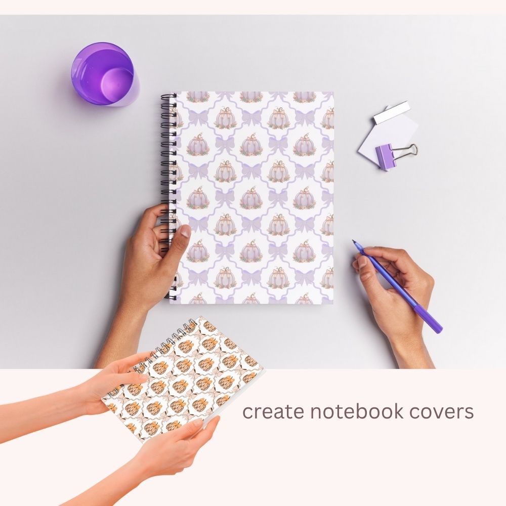 Pumpkin Bow Frame Seamless Digital Pattern Paper Bundle