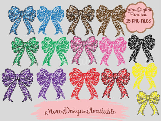 Lace Coquette Bow Bundle Clipart PNG Instant Digital Download