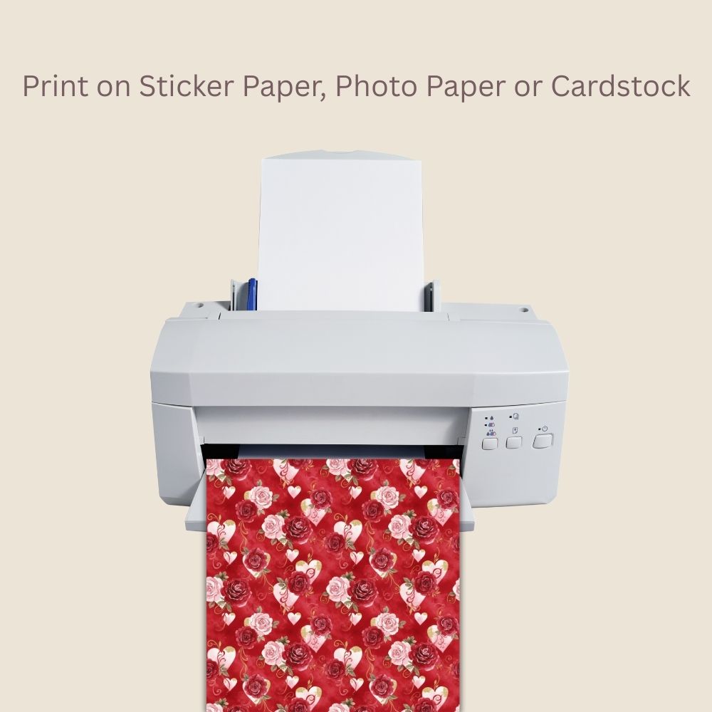Valentines Floral & Hearts Seamless Repeating Pattern Paper Bundle Set