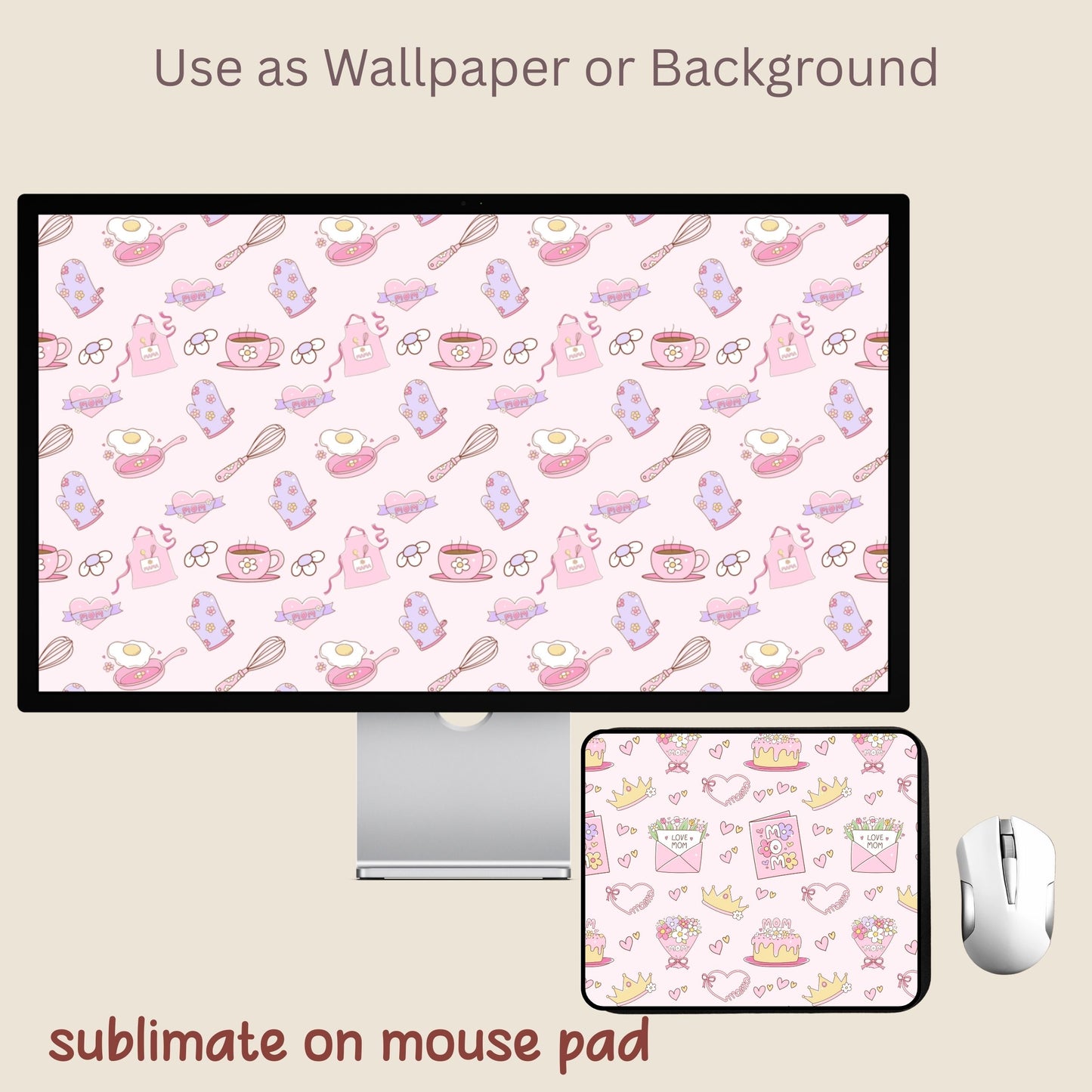 Preppy Coquette Mothers Day Seamless Repeating Pattern Paper Bundle Set