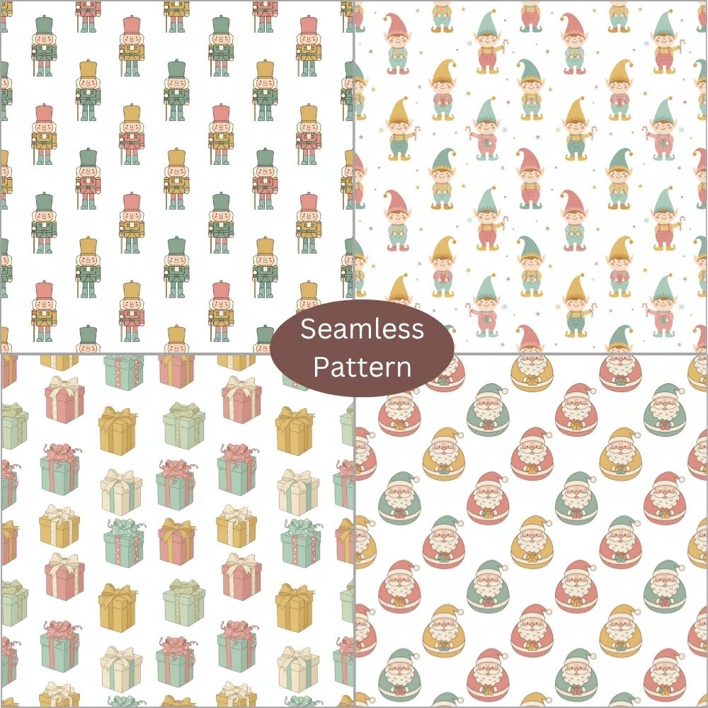 Boho Christmas Digital Pattern Paper Bundle