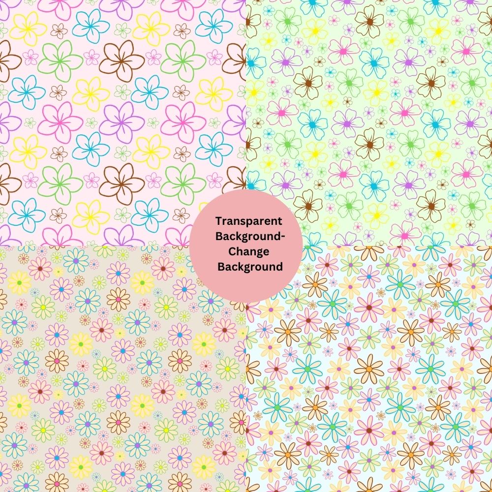 Neon Flowers Seamless Digital Pattern Paper Bundle