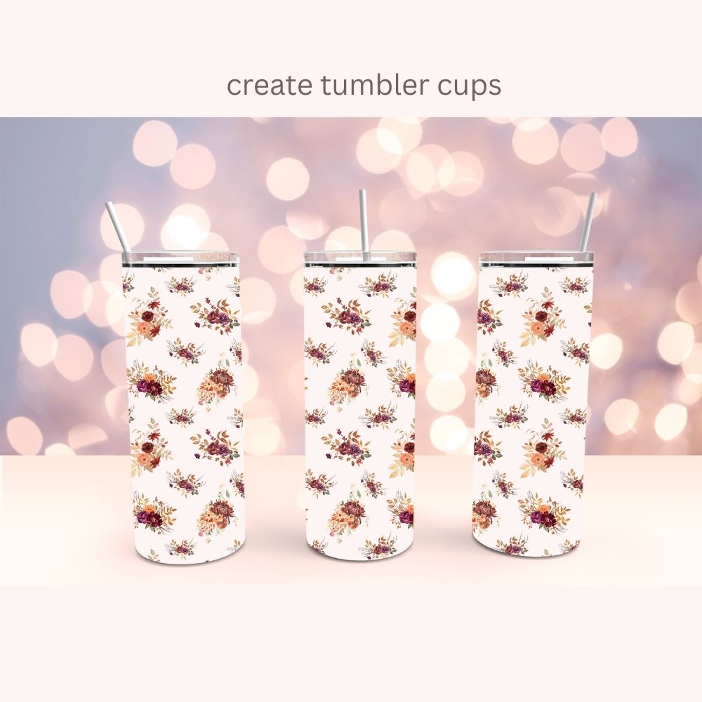 Autumn Fall Floral Seamless Digital Pattern Paper Set