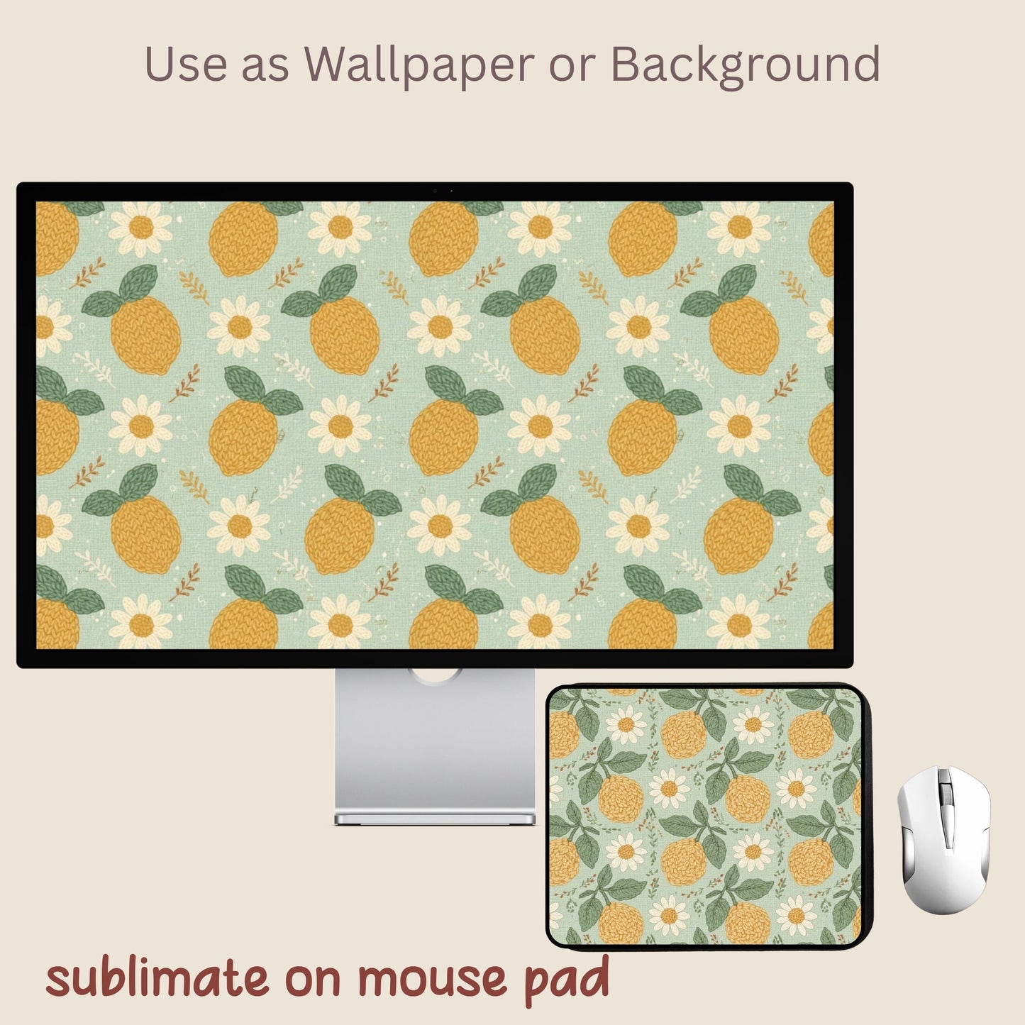 Faux Lemon Crochet Seamless Repeating Pattern Paper Bundle