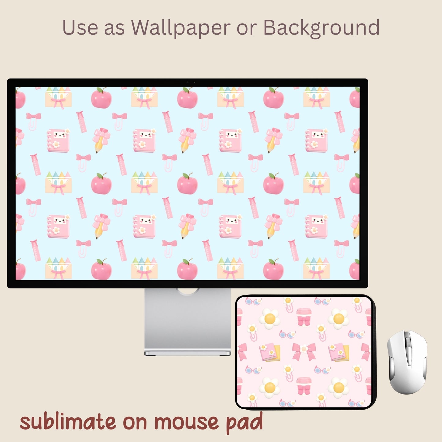 Preppy Back to School Seamless Repeating Pattern Paper Bundle Set