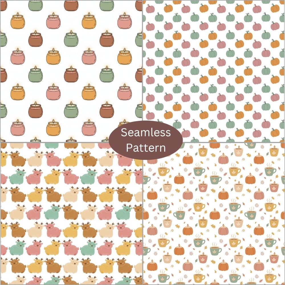 Boho Fall Digital Pattern Paper Bundle