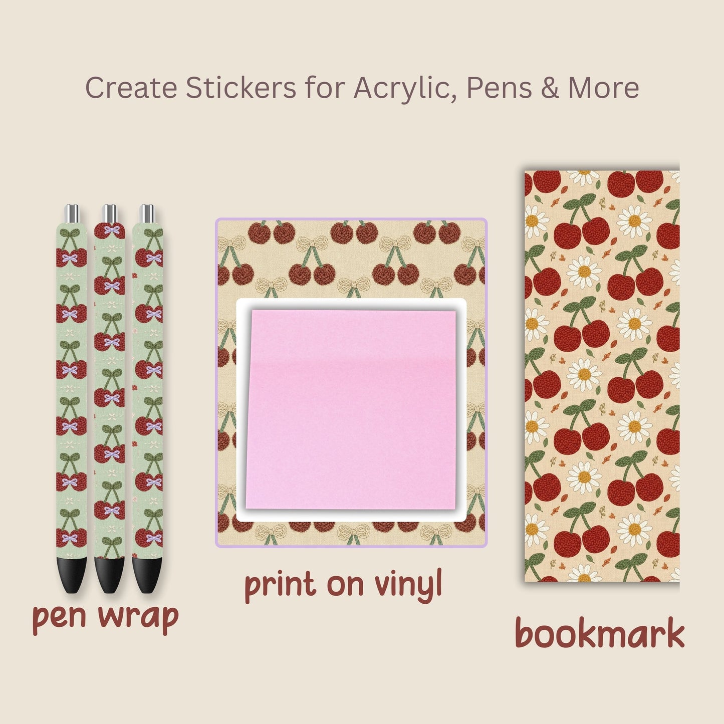 Faux Crochet Cherry 1 Seamless Repeating Pattern Paper Bundle