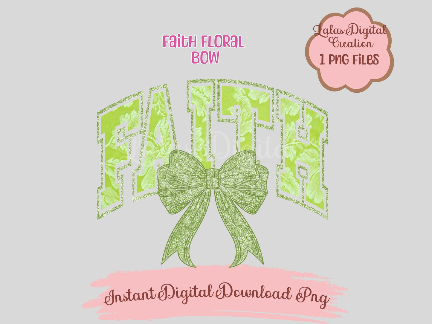 Green Faith Bow Clipart PNG Instant Digital Download