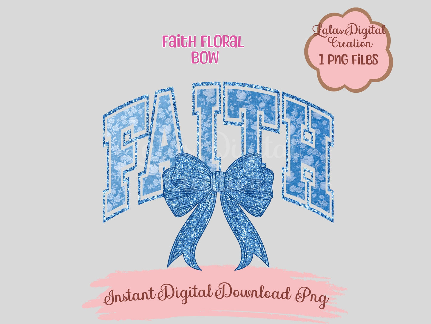 Faith Coquette Bow Clipart PNG INstant Digital Download