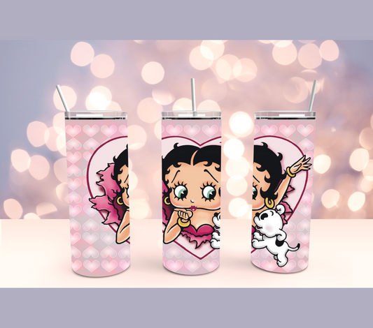 Betty Boop Pink Hearts 20oz Stainless Steel Tumbler Cup