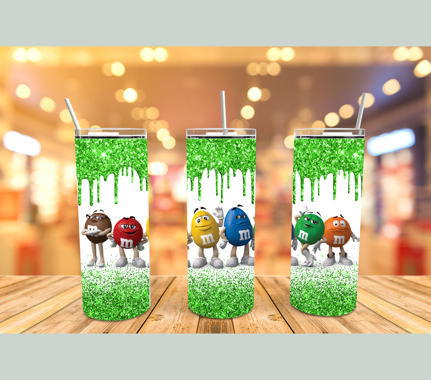 Candy Green Sparkle Drip Stainless Steel Tumbler Wrap