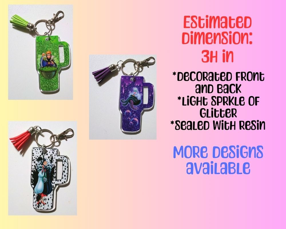 Princess Villain Mini Tumbler Acrylic Resin Cup Keychain