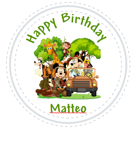 Mickey Safari Kids Custom Personalized Party Favor Sticker Labels