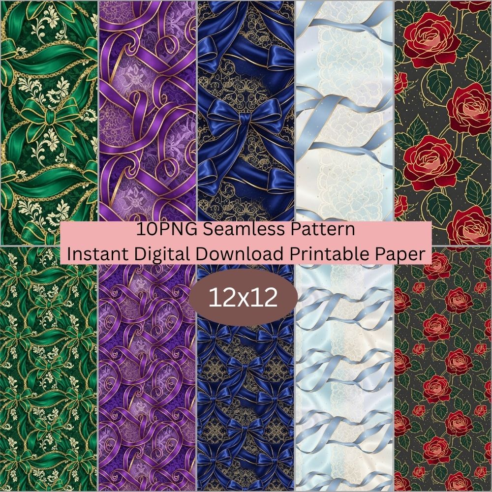 Elegant Bow 1 Digital Pattern Paper Bundle