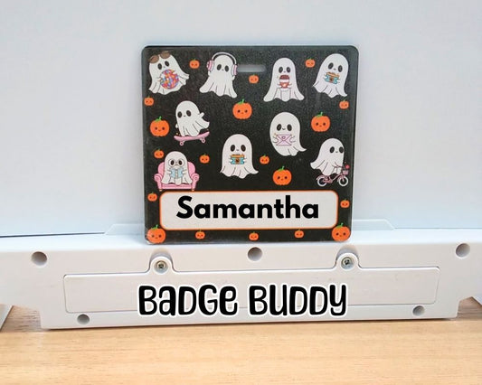 Halloween Ghost Pumpkin Badge Buddy