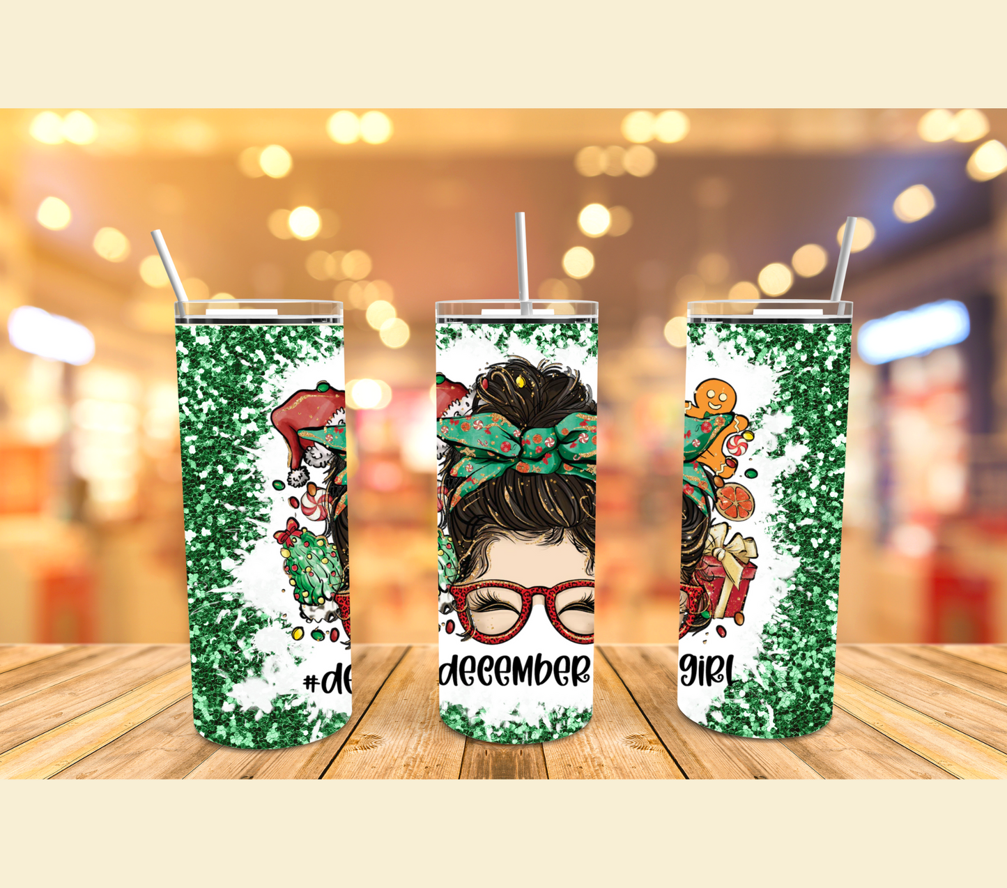 December Birthday Girl Mom Bun Stainless Steel Tumbler Cup