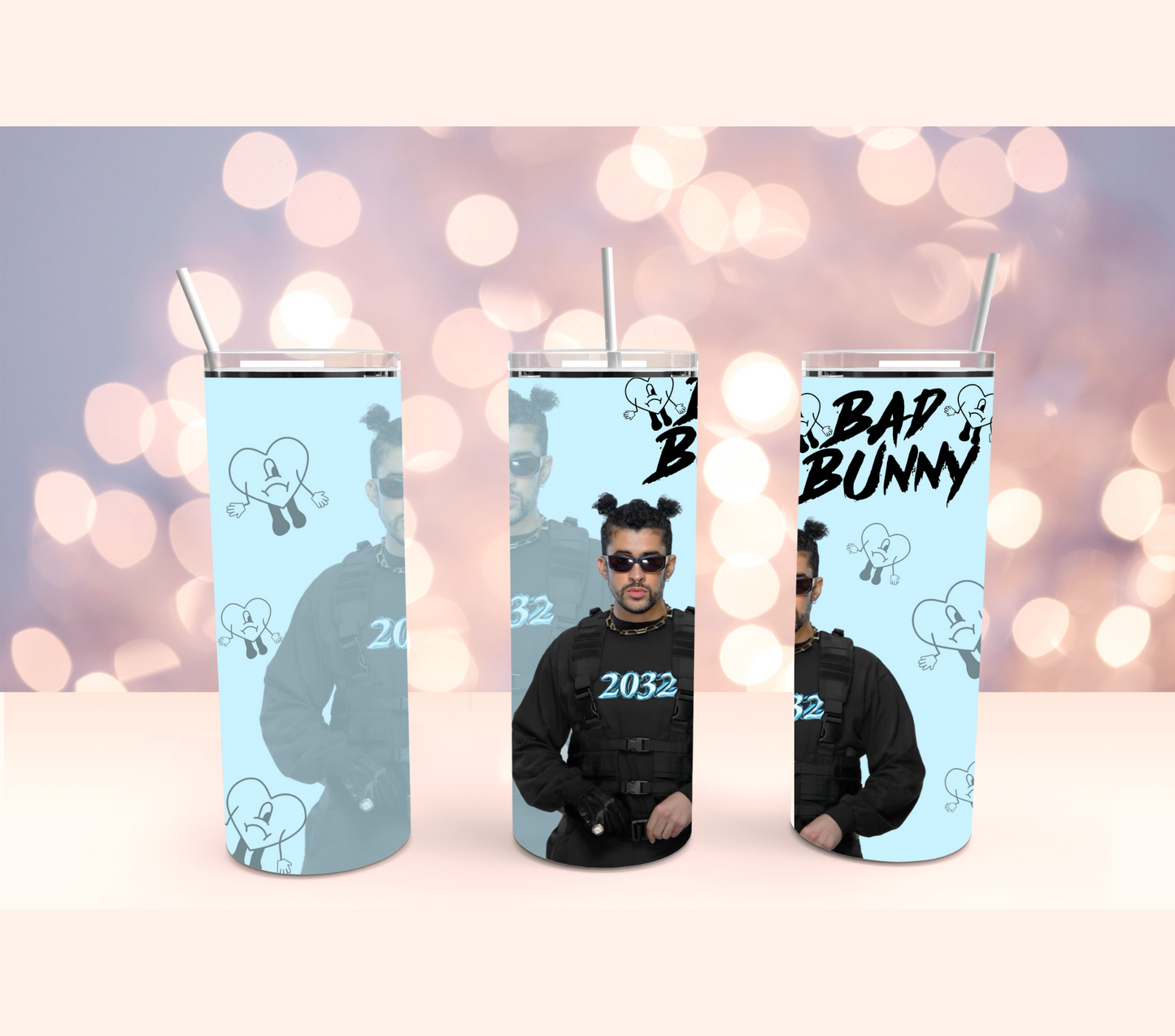 Bad Bunny Blue Stainless Steel Tumbler Cup