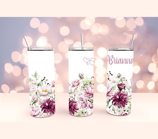 Personalized Floral Stainless Steel Tumbler