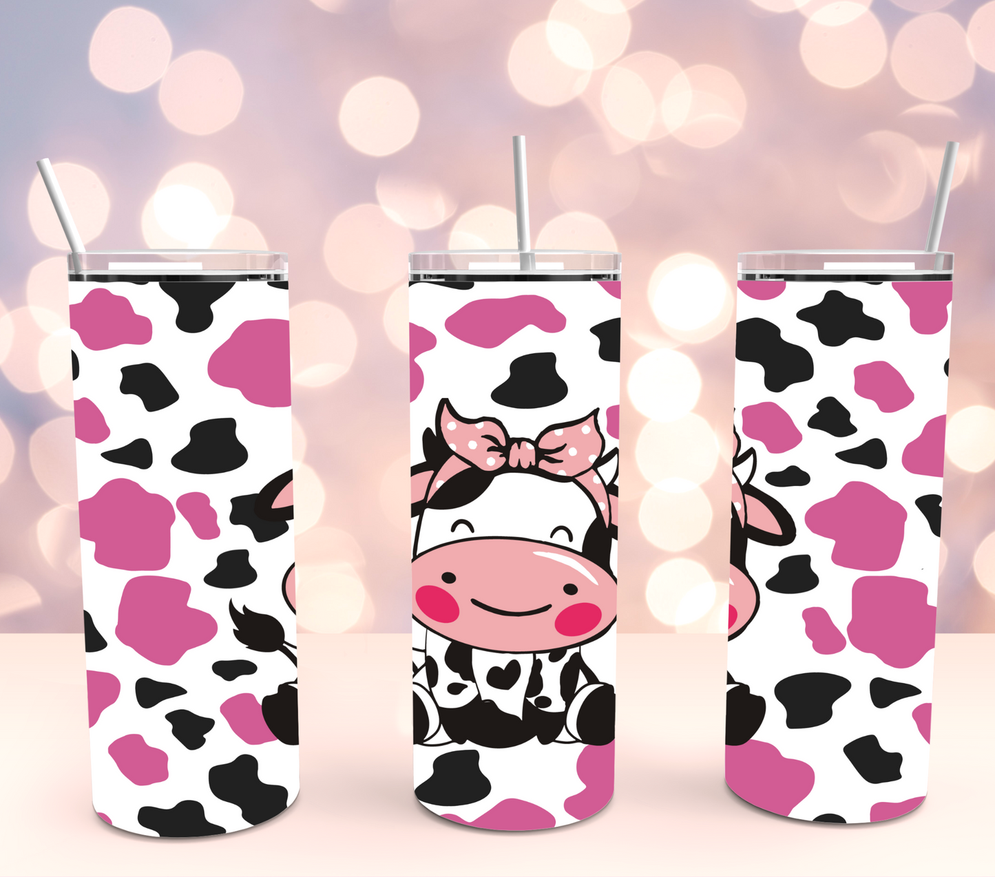 Pink Cow Print 20oz Stainless Steel Tumbler Cup