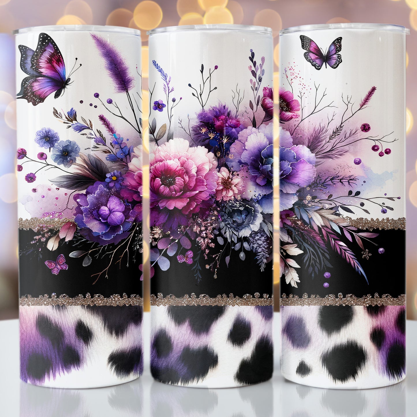 Butterfly Floral Stainless Steel Tumbler Cup