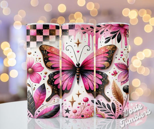 Butterfly Floral Stainless Steel Tumbler Cup