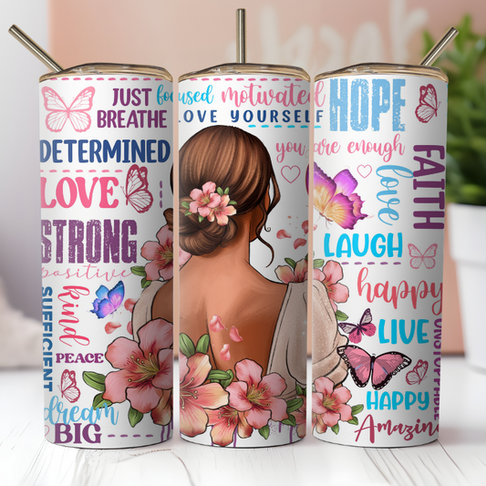 Positive Affirmation Girl Stainless Steel Tumbler Cup