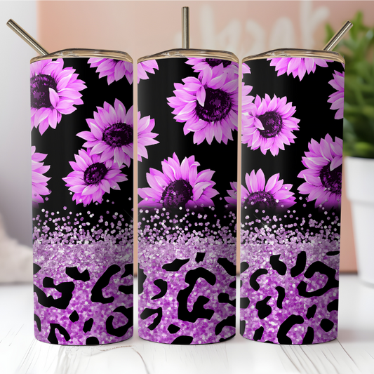 Purple Leopard Sunflower Stainless Steel tumbler Cup