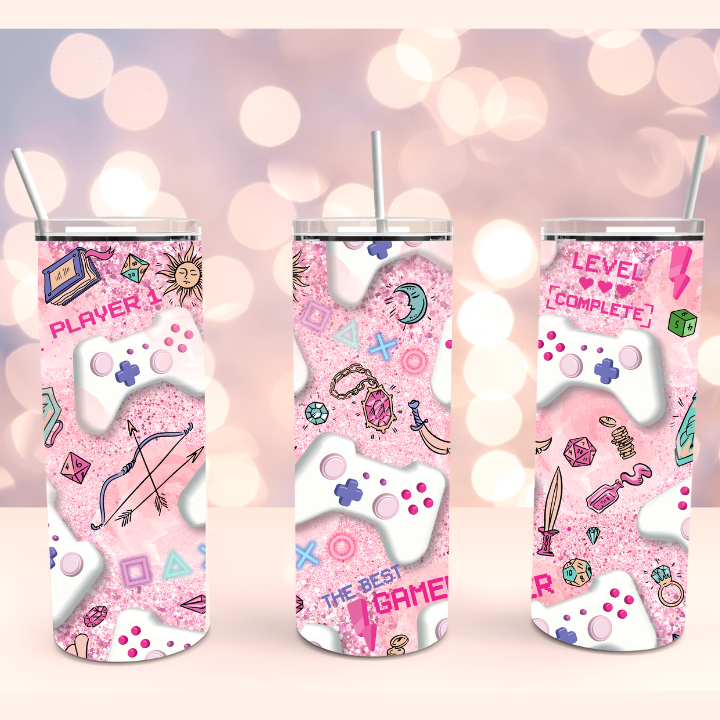 Girl Pink Gamer Stainless Steel Tumbler Cup