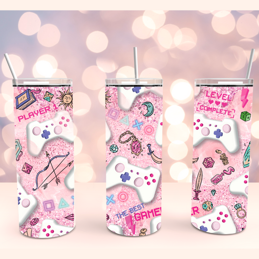 Girl Pink Gamer Stainless Steel Tumbler Cup