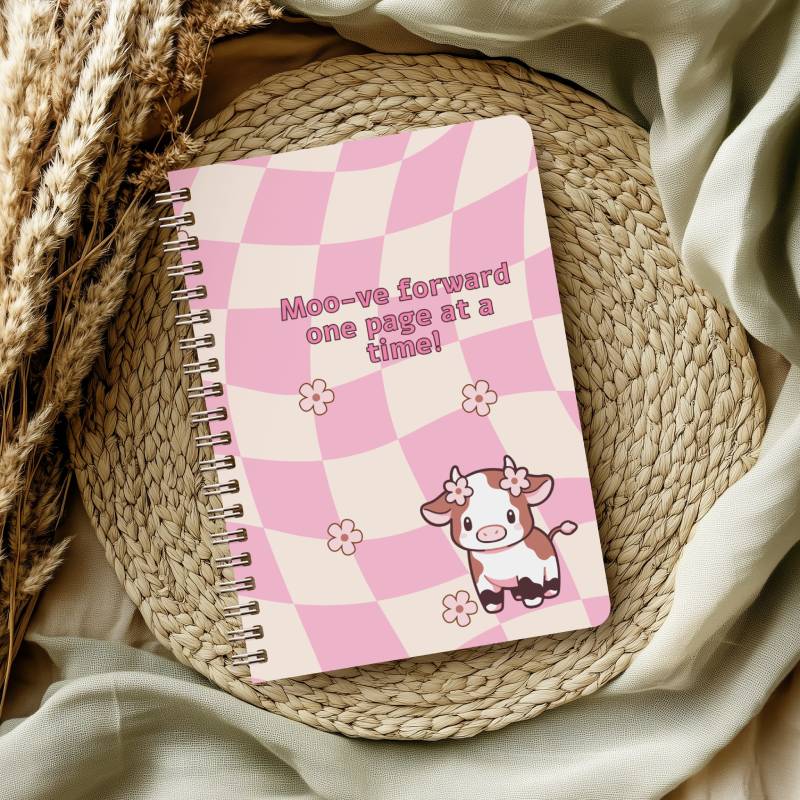 Pink Highland Cow Digital Lined & Dotted Grid Notebook PDF
