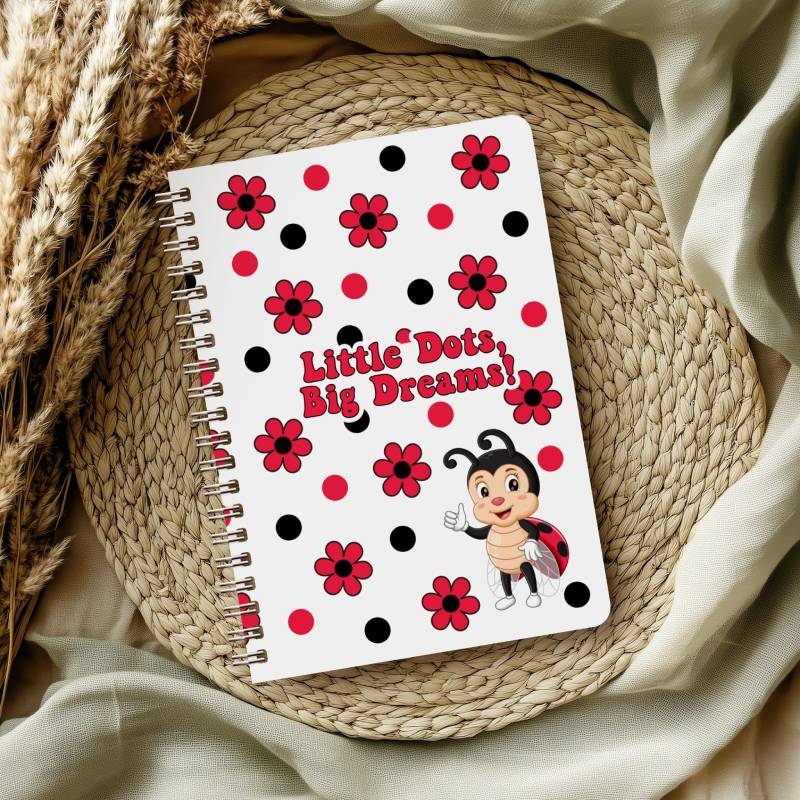 Red Daisy Ladybug Digital Lined & Dotted Grid Notebook PDF