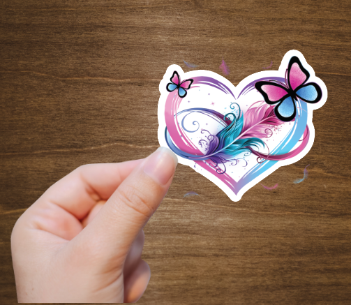 Infinity Heart Butterfly Vinyl Sticker Decal