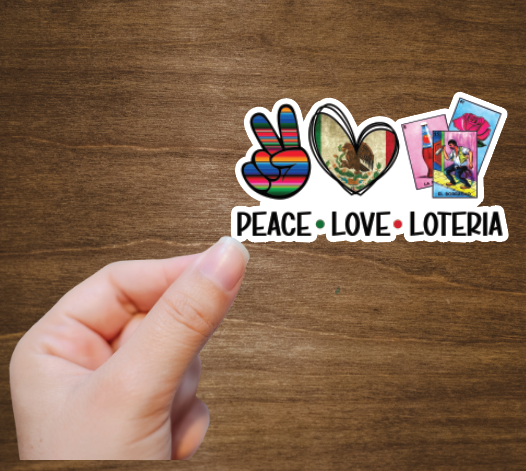 Peace Love Loteria Vinyl Sticker Decal