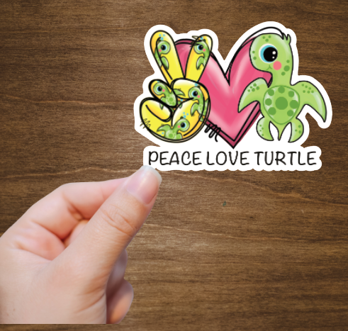 Peace Love Turtle Vinyl Sticker Decal